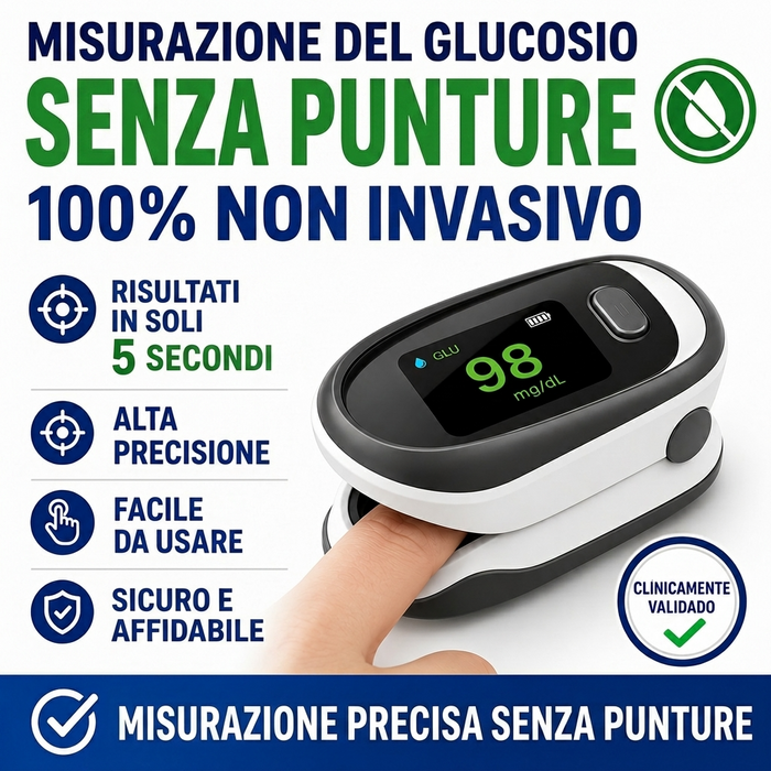 Misuratore di glucosio nel sangue non invasivo di tipo clip